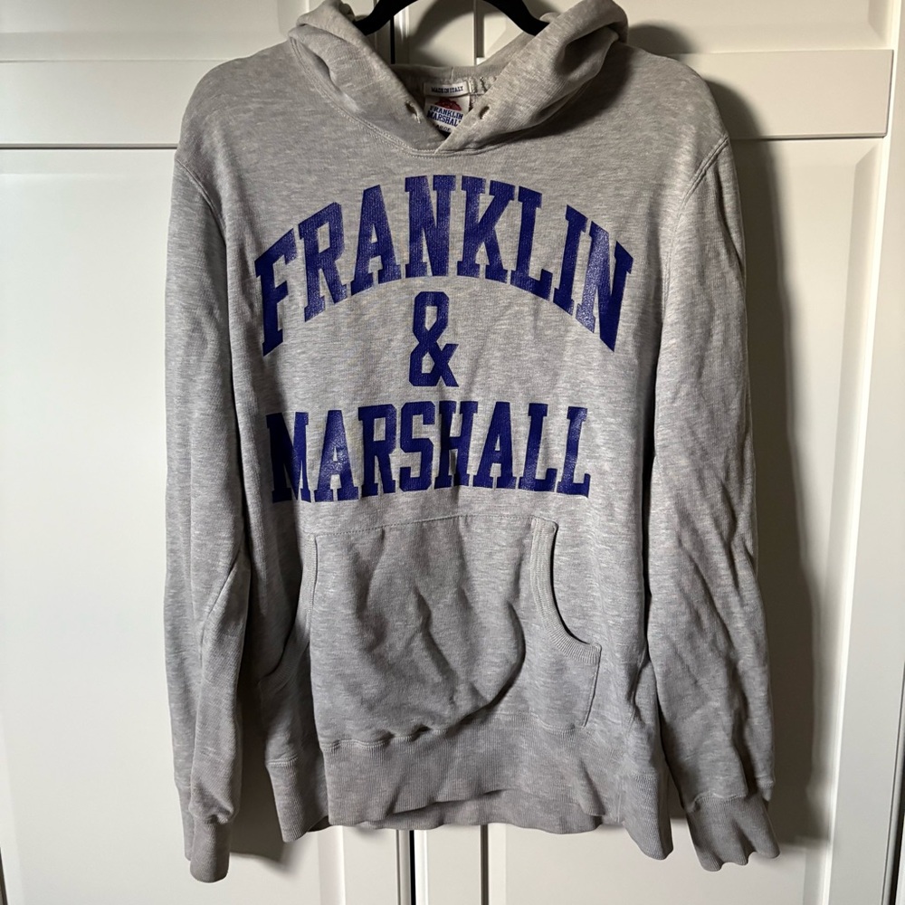 Franklin & Marshall Light Gray Hoodie with Blue Logo